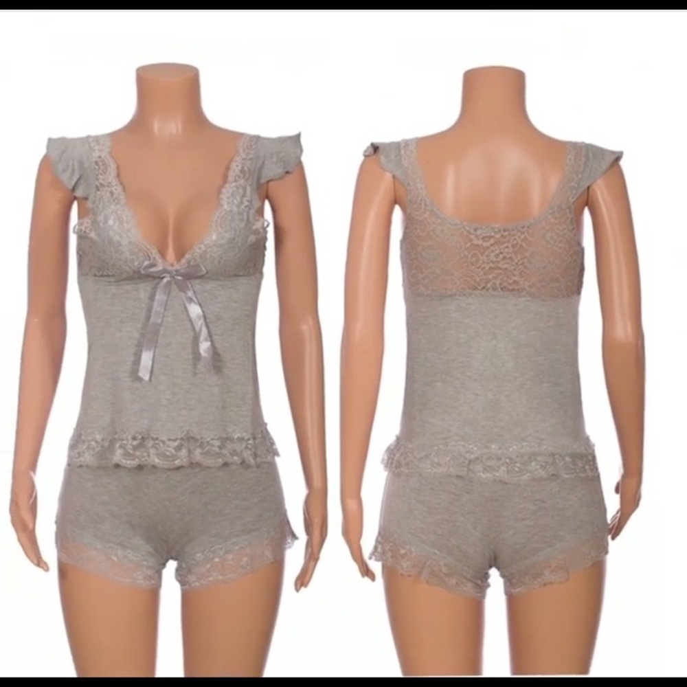 EUC Beverly Hills Lingerie Gray 2 Piece sleep set